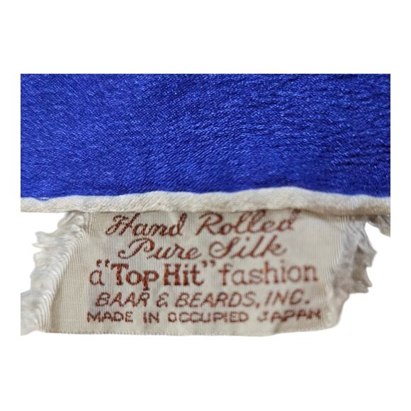 BAAR & BEARDS Silk Scarf Occupied Japan 33 x 33 Hand Rolled Floral VINTAGE AS IS - Picture 3 of 8